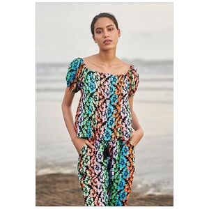 Verandah SET Bougainville Black Beach Top & Pants Large NWT